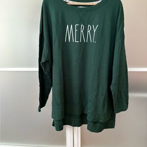 Rae Dunn Forest Green ‘MERRY’ Top